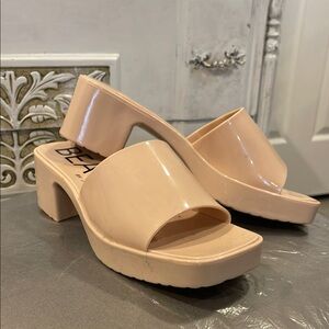 Women's Cream Block Heel Sandals